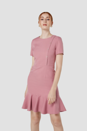 Basic colloction ชุดเดรสออกงานเนื้อผ้า polyester ซับในเต็มตัว