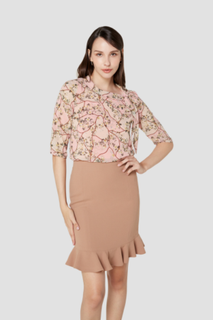 Basic colloction กระโปรงทำงานทรงสอบแต่ชายระบาย